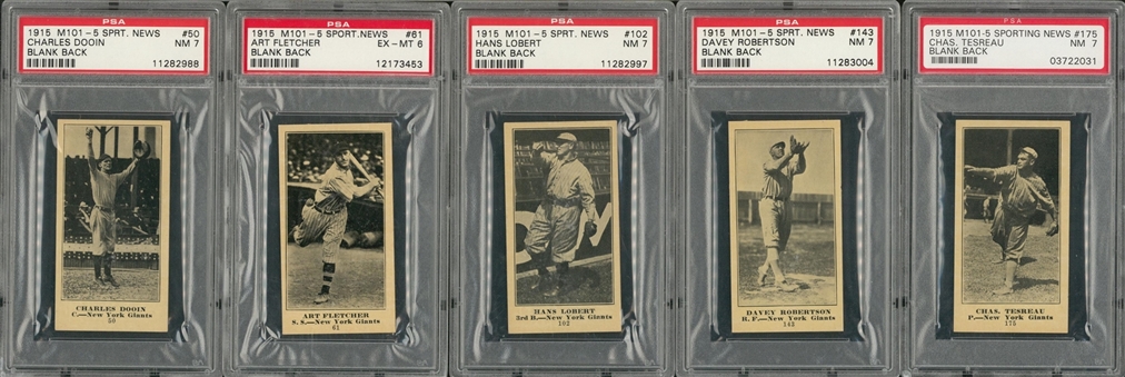 1916 M101-5 Sporting News PSA-Graded Collection (5 Different)